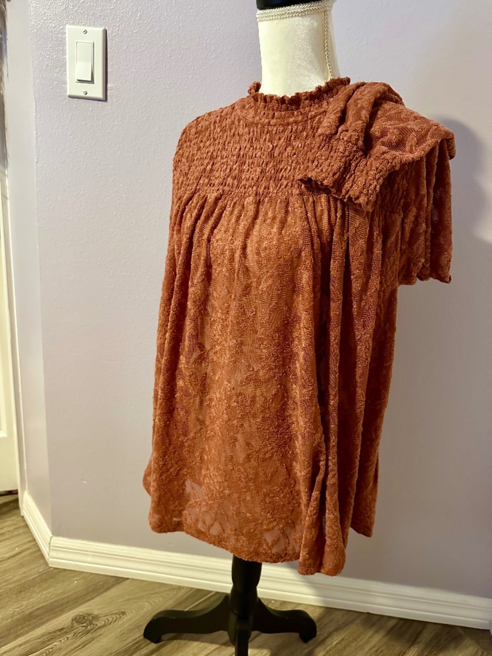 Cupio Rust Blouse with Ruffles - XL